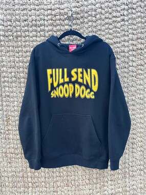 Full Send Nelk Boys Snoop Dog Black Yellow Hoodie (Medium)